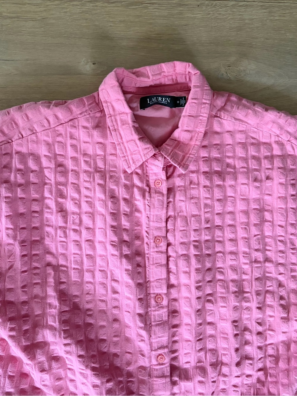 Lauren Ralph Lauren black label 100% cotton pink drop waist pink midi dress - 10 - Picture 2 of 8